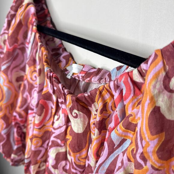 NEW‎ NWT A.L.C. Katherine Printed Off-The-Shoulder Crop Top Medium Linen Resort - Picture 6 of 11